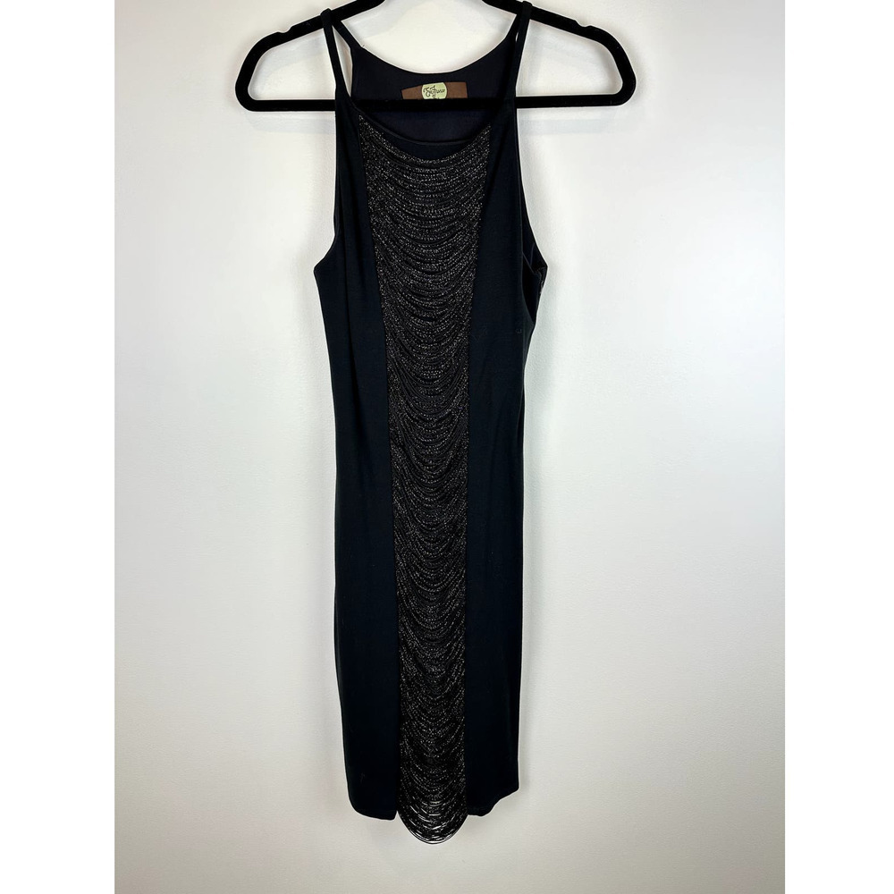 NWT Eva Franco Fringe Dress "Gold Rush" Detailed Front sz-2